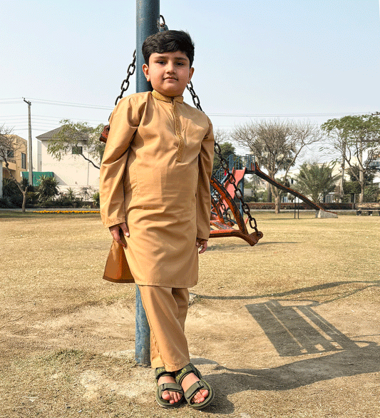 Embroidery Light Brown Kurta Pajama