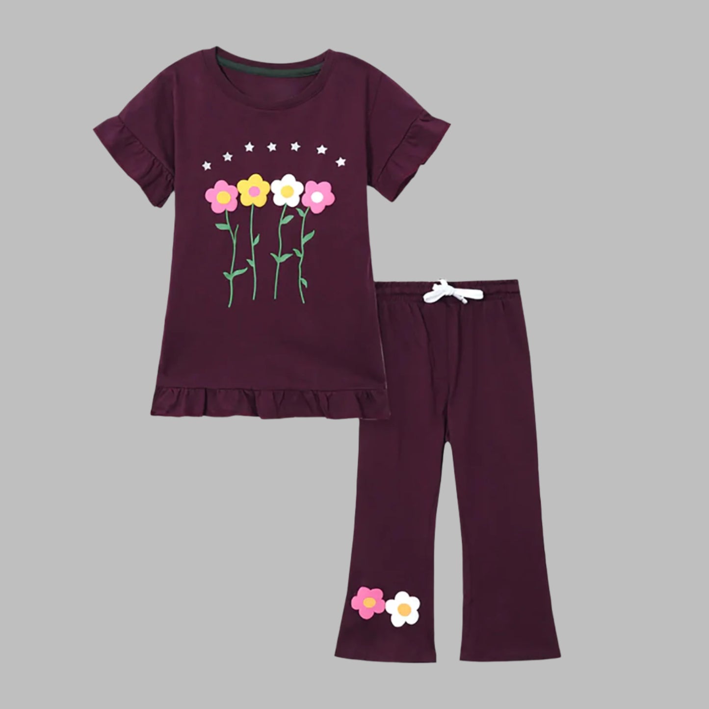 Maroon Girls Cotton Jersey PJ's