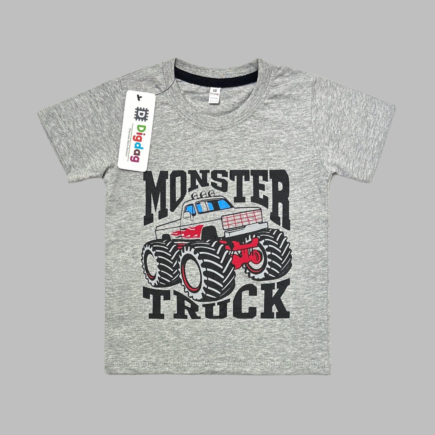 Monster Truck Grey T-Shirt for Boys – Power & Style