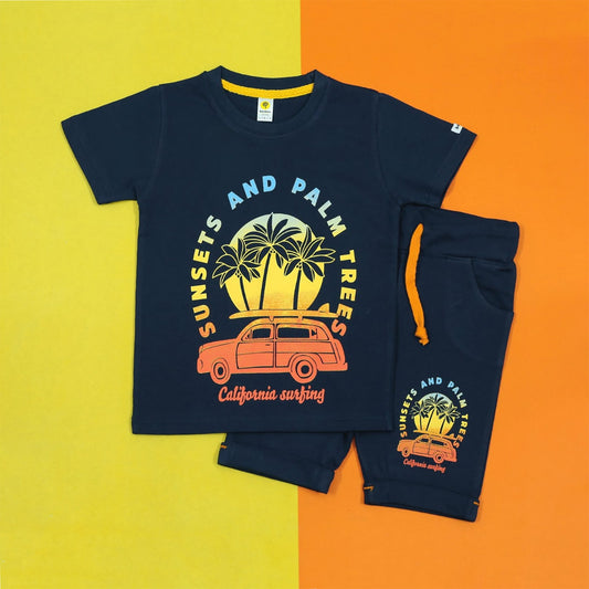 Sunsets And Palm Tress Navy Twinset