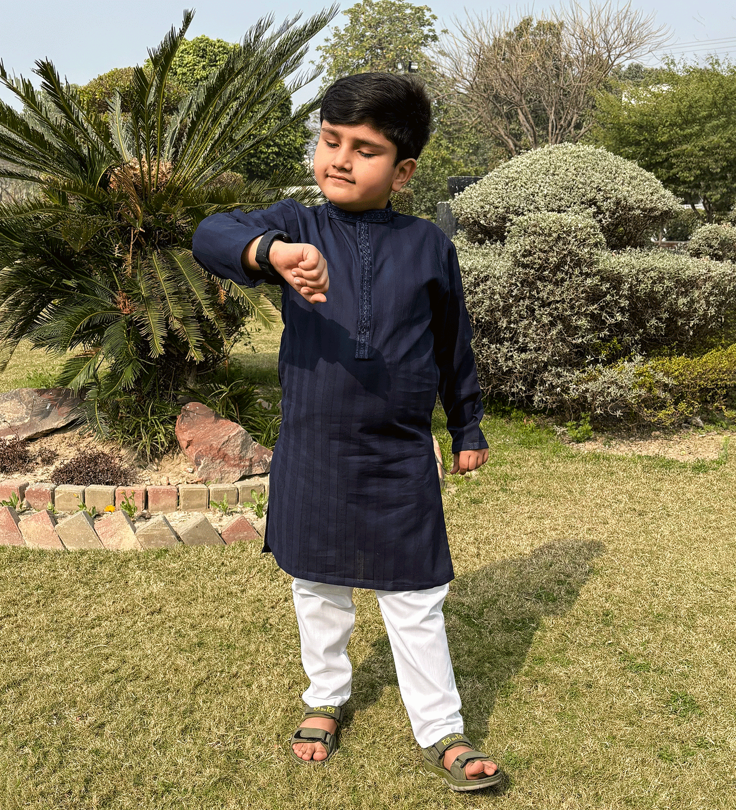 Embroidery Navy Kurta Pajama