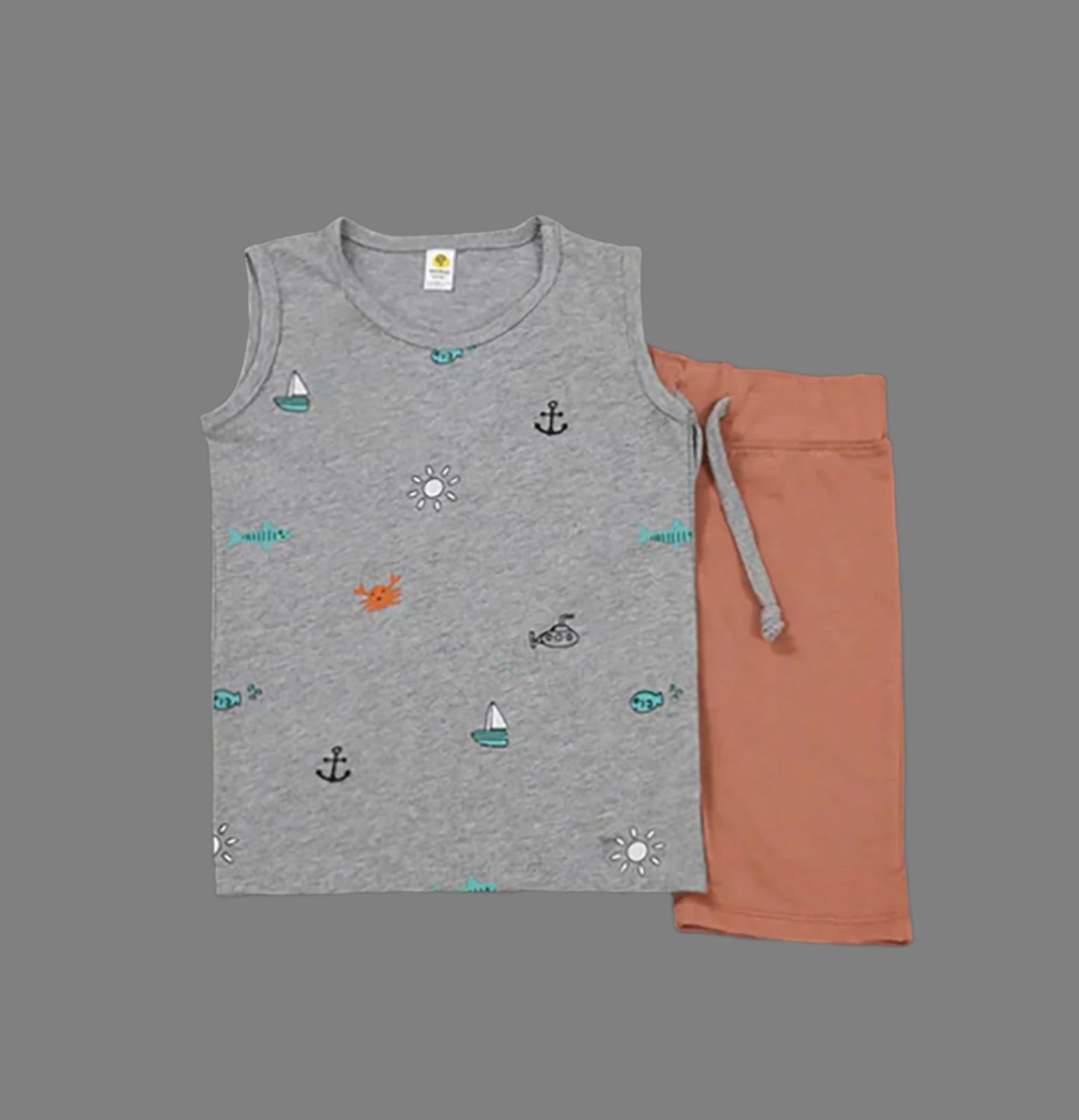 Beach Grey & Orange Peach Twinset