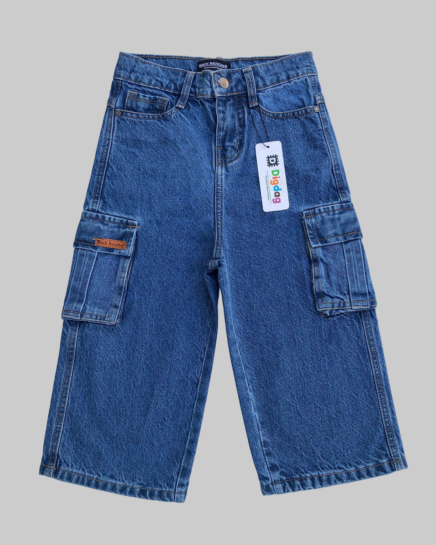Blue Baggy Cargo Pants for Kids – Classic & Cool