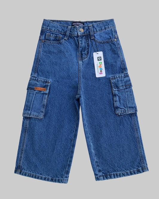 Blue Baggy Cargo Pants for Kids – Classic & Cool