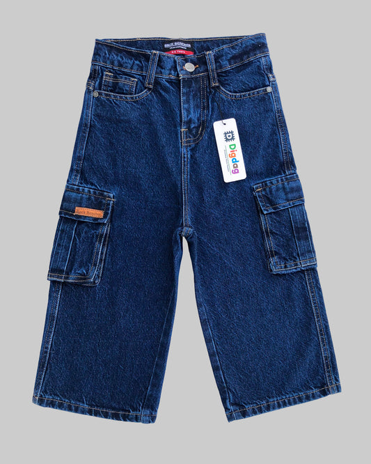 Dark Blue Baggy Cargo Pants for Kids – Classic & Cool