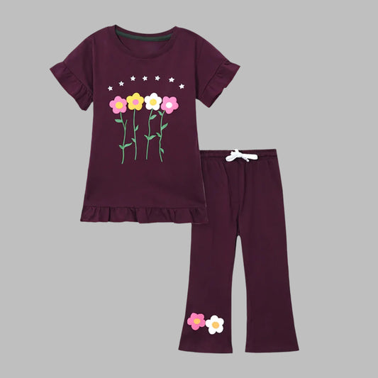 Maroon Girls Cotton Jersey PJ's