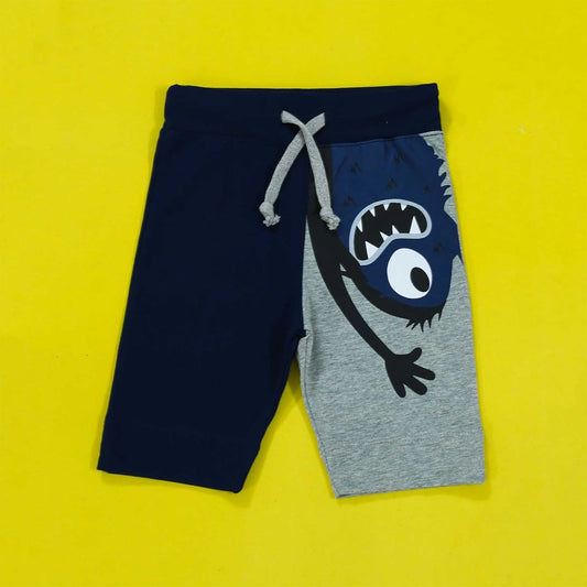 Monster Anime Print Navy Shorts for Boys