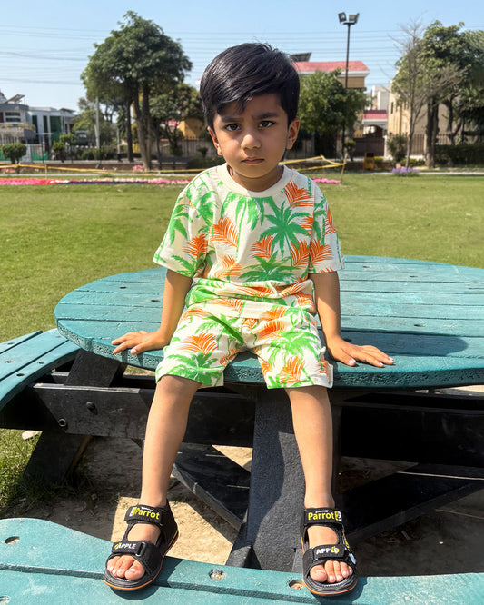 Green Palam Tree All Over Printed Twinset