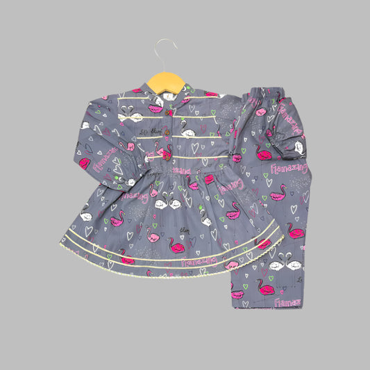 All-Over Printed Frock With Pajama