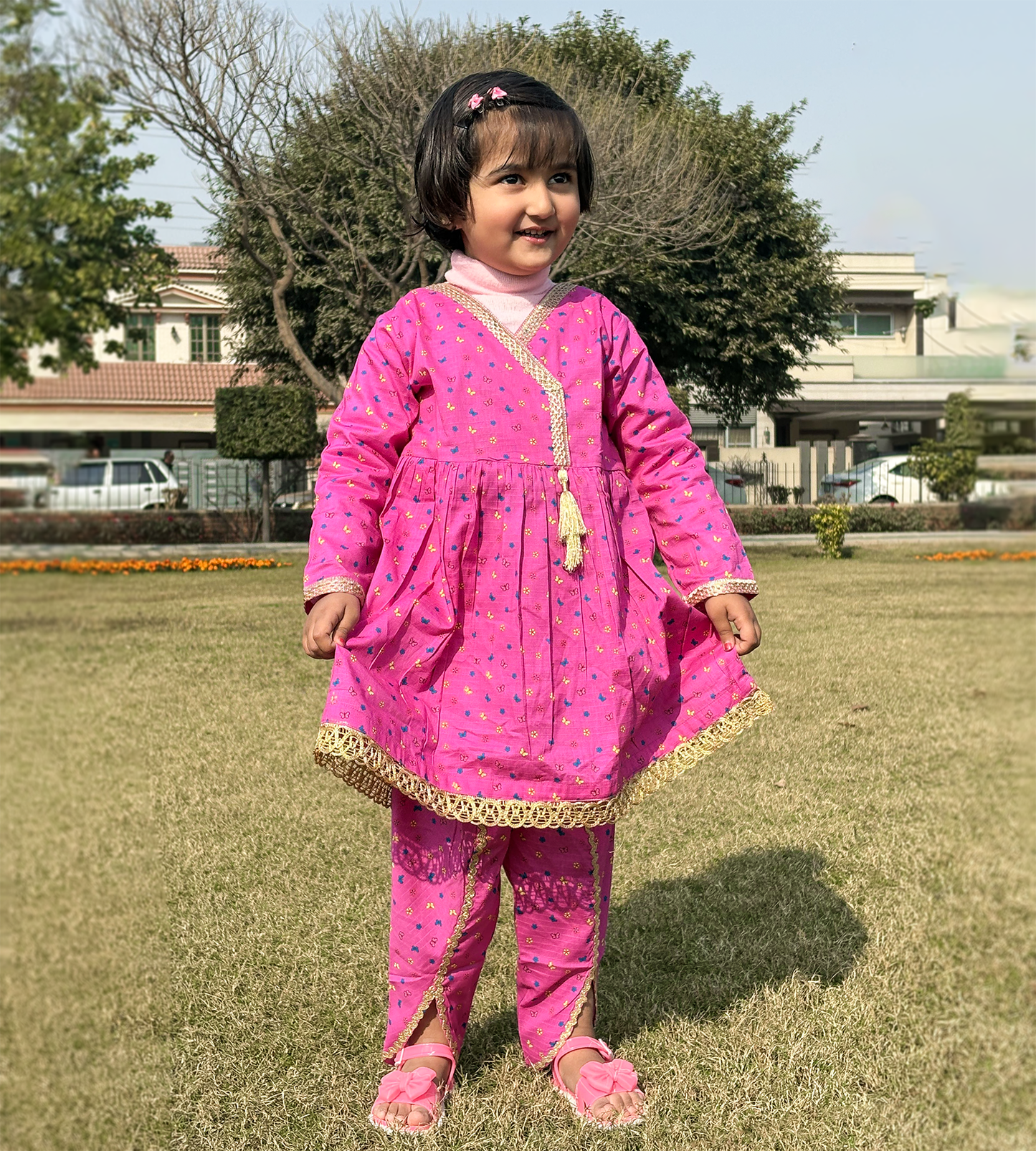 Pink Frock Gota Lass With Tasal