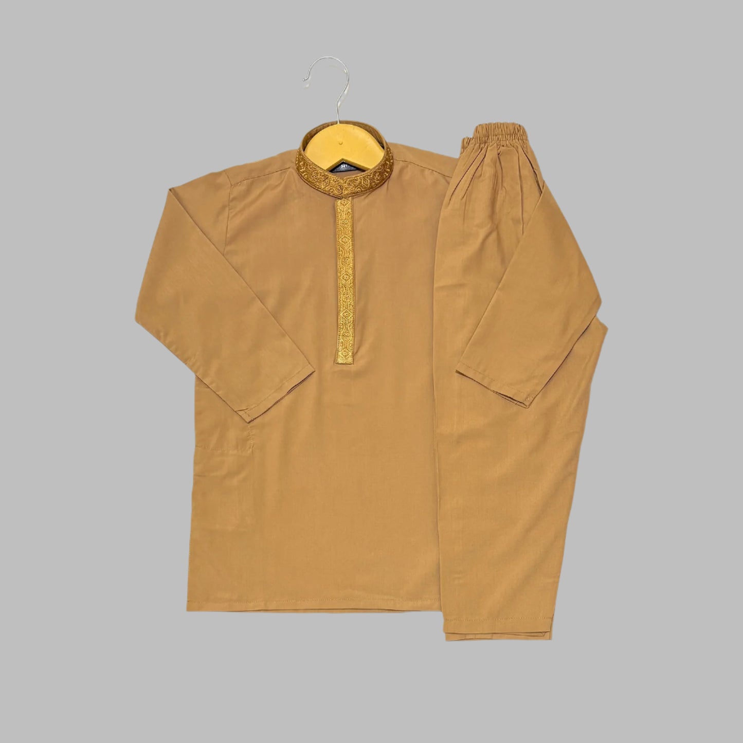 Embroidery Light Brown Kurta Pajama