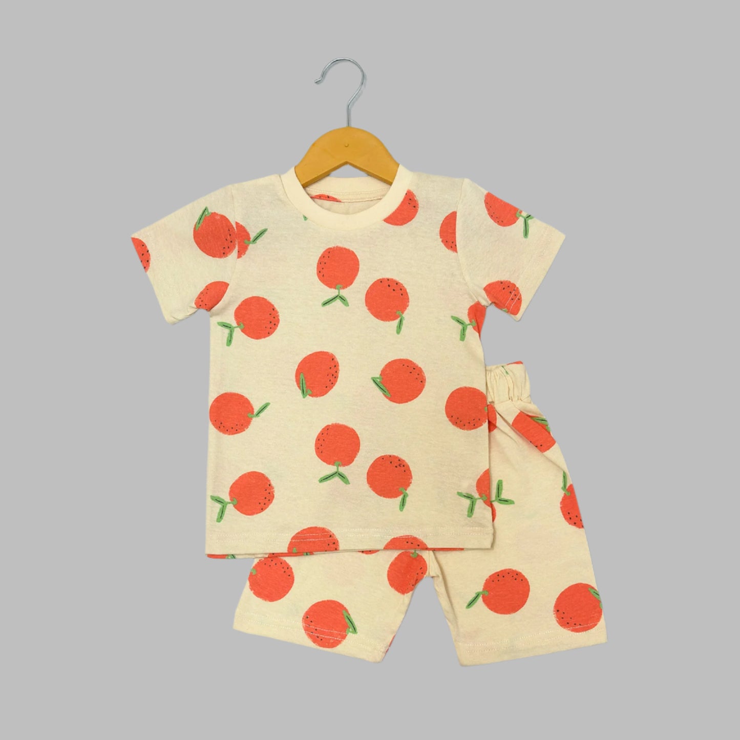 Orange Peach Color All Over Printed Twinset