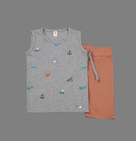 Beach Grey & Orange Peach Twinset
